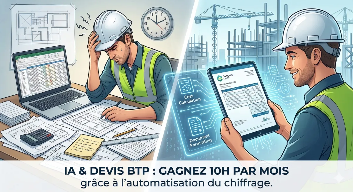IA et devis dans le BTP : automatiser le chiffrage et la mise en forme pour gagner 10h par mois